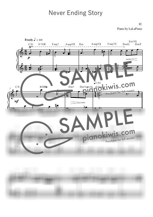 Never Ending Story / Easy / First Verse Only / C Major - IU by LaLaPiano-0