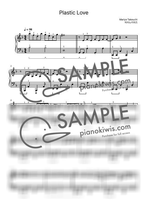 Plastic Love / 初級 - 竹内 まりや by PianoKiwis-0