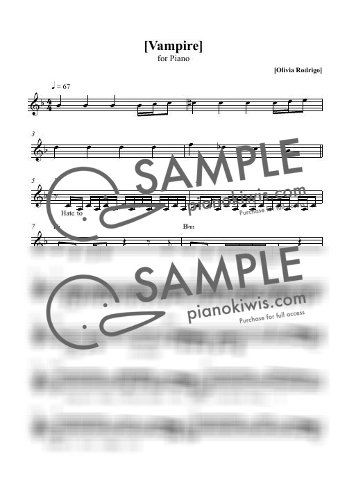 vampire / Melody+Chords Sheet Music - Olivia Rodrigo by 피아노모먼트 PianoMoment-0