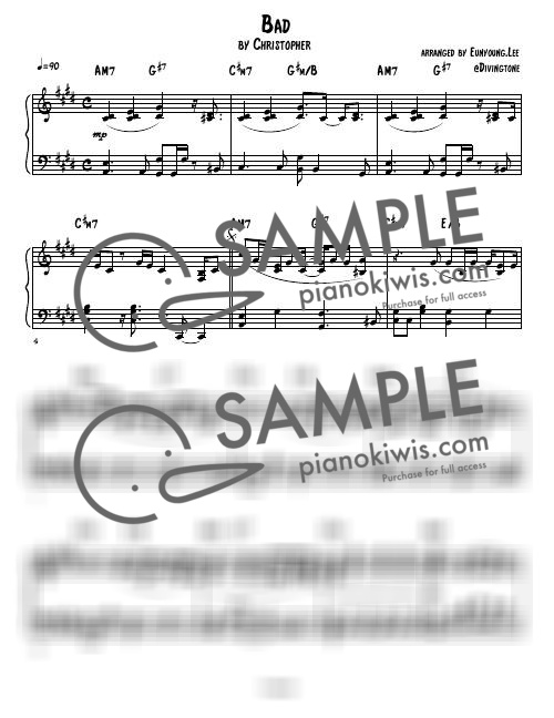 Score > Bad - Christopher by divingtone | PianoKiwis