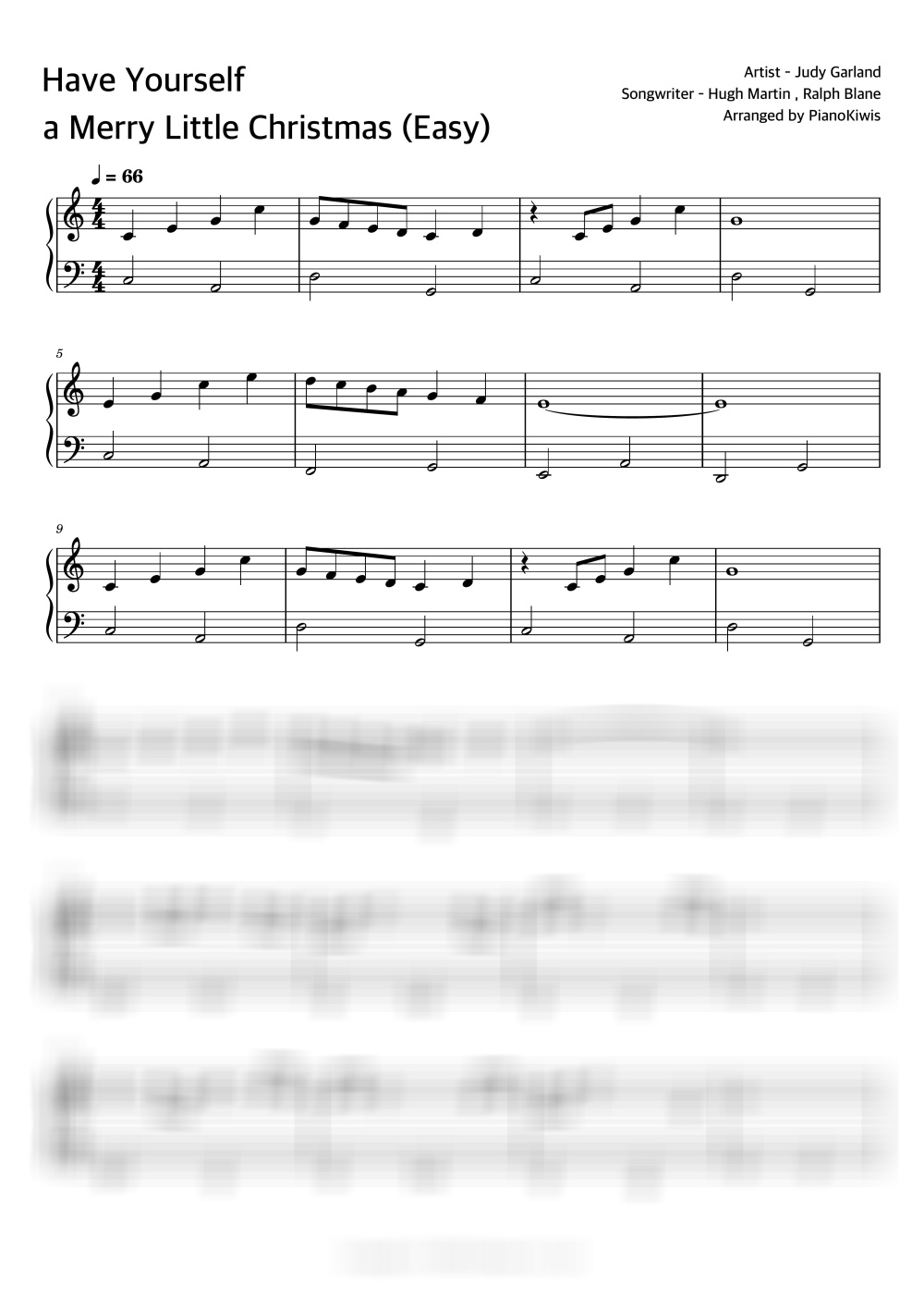 Have Yourself A Merry Little Christmas / 쉬운 악보 - Hugh Martin · 캐롤 by 피아노키위즈-0