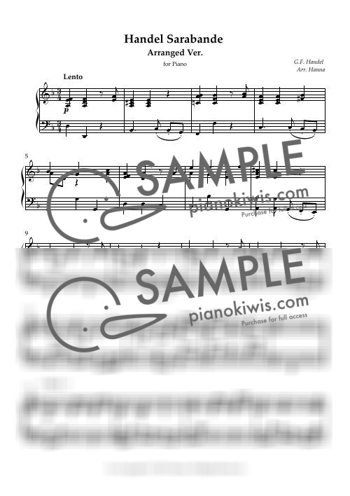Sarabande No.4 in D minor, HWV 437 / Handel Sarabande Arranged Ver. - G. F. Handel by 한나의 피아노동산-0