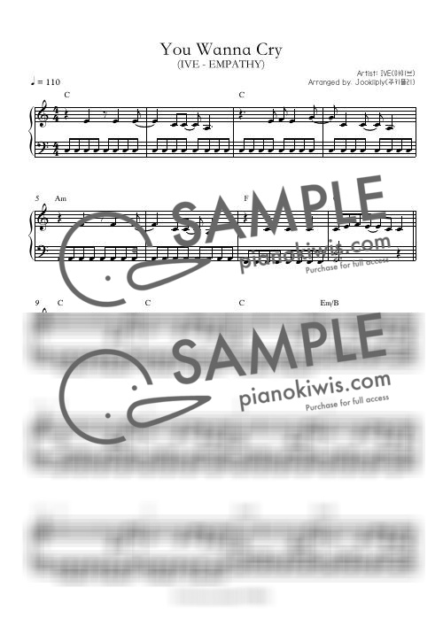 You Wanna Cry / C Key, 조표없음 - IVE by 주키플리(jookiiply)-0