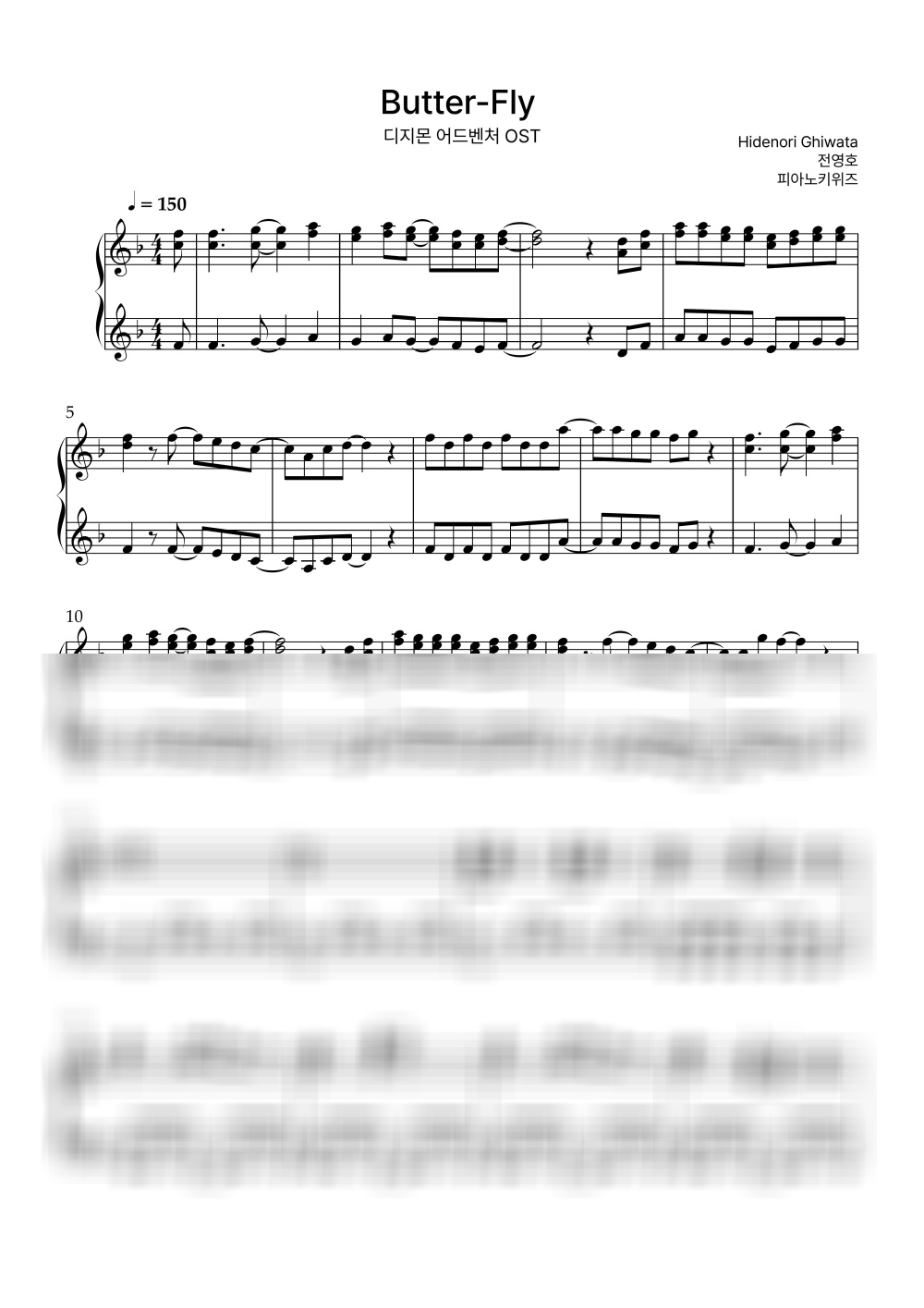 Butter-Fly / Intermediate - Wada Koji, Jun Young-ho · DIGIMON ADVENTURE OST by PianoKiwis-0