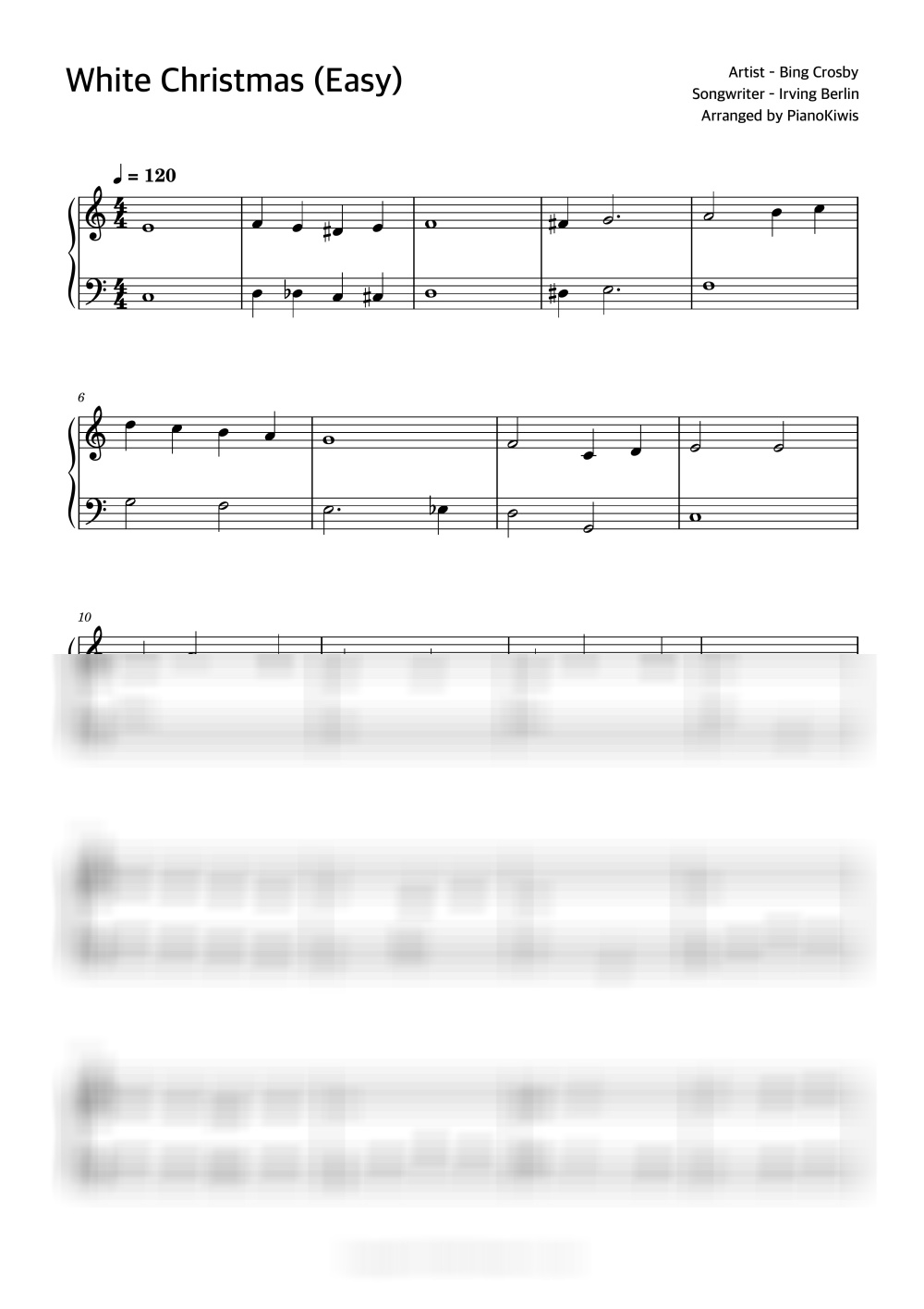 White Christmas / 쉬운 악보 - Irving Berlin · 캐롤 by 피아노키위즈-0