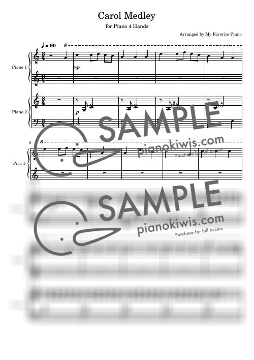 We Wish You a Merry Christmas, Silent Night / 4 Hands - Carol by My Favorite Piano-0