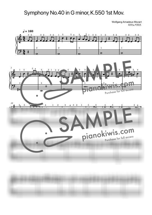 Symphony No. 40 in g minor, K. 550 / Beginner - W. A. Mozart by PianoKiwis-0