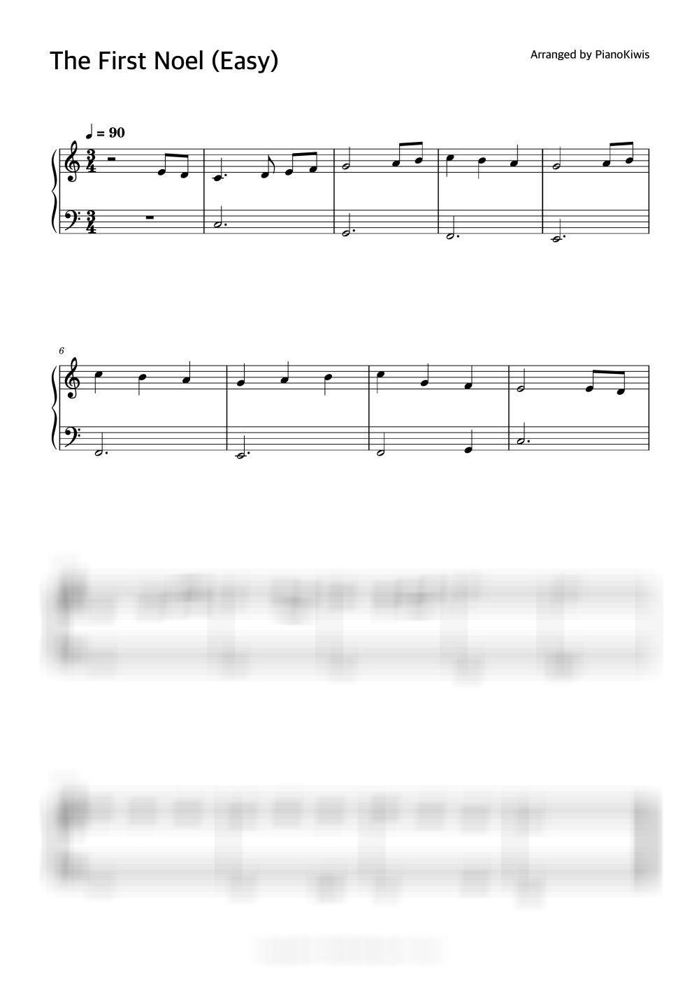 저 들 밖에 한밤중에 (The First Noel) '123장' / 쉬운 악보 - 찬송가 by 피아노키위즈-0