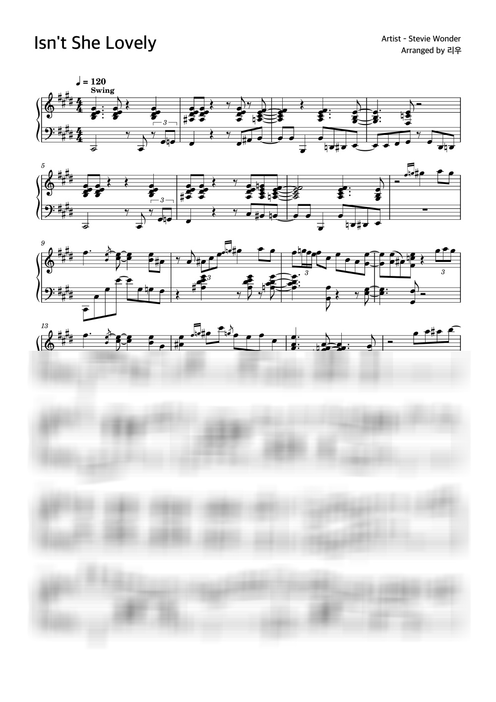 Isn't She Lovely / Swing Jazz Ver. - Stevie Wonder by 리우-0